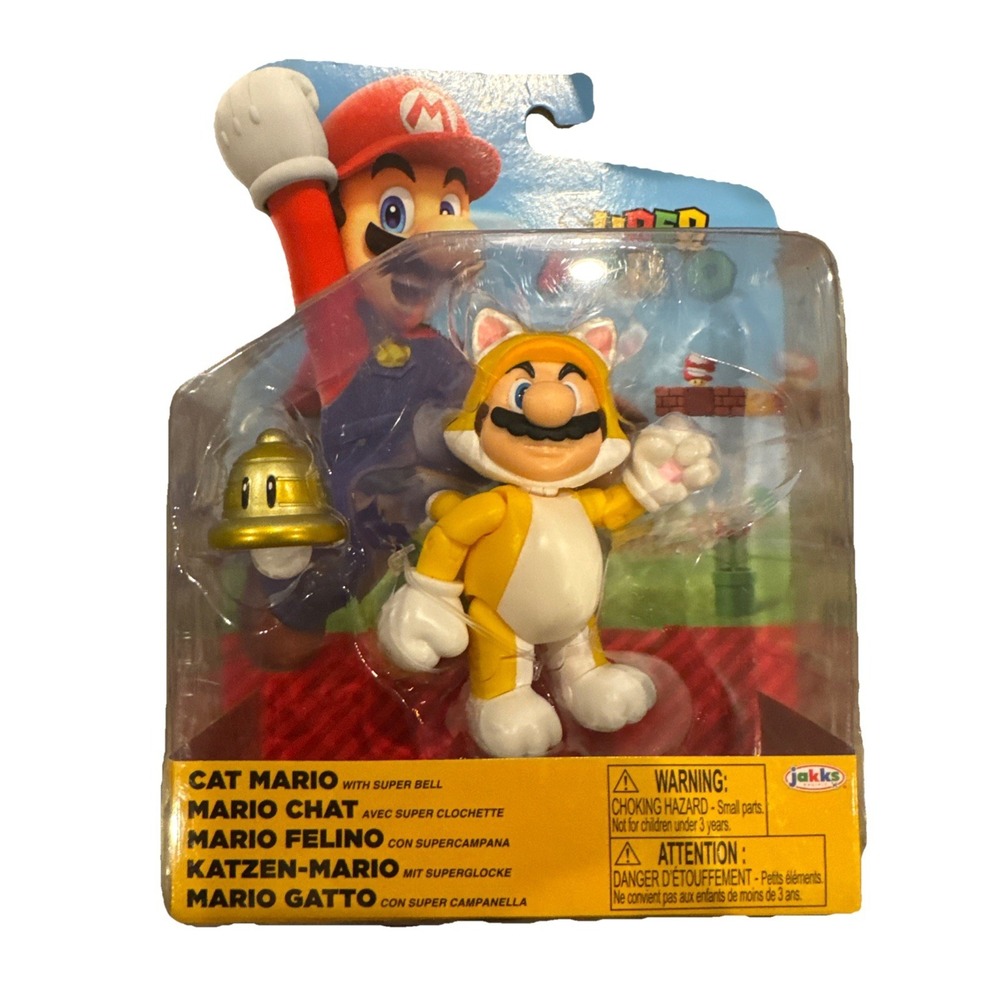 Jakks Pacific Super Mario Cat Mario with Super Bell 4" Action Figure Wave 48 New